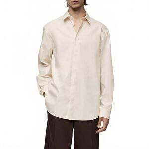 Mango Regular-Fit 100% Cotton Shirt Ecru NWT Mens Large